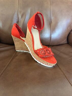 Guess GWDEVORA | Cork Wedge Sandals with Ankle Strap | Orange (rust)